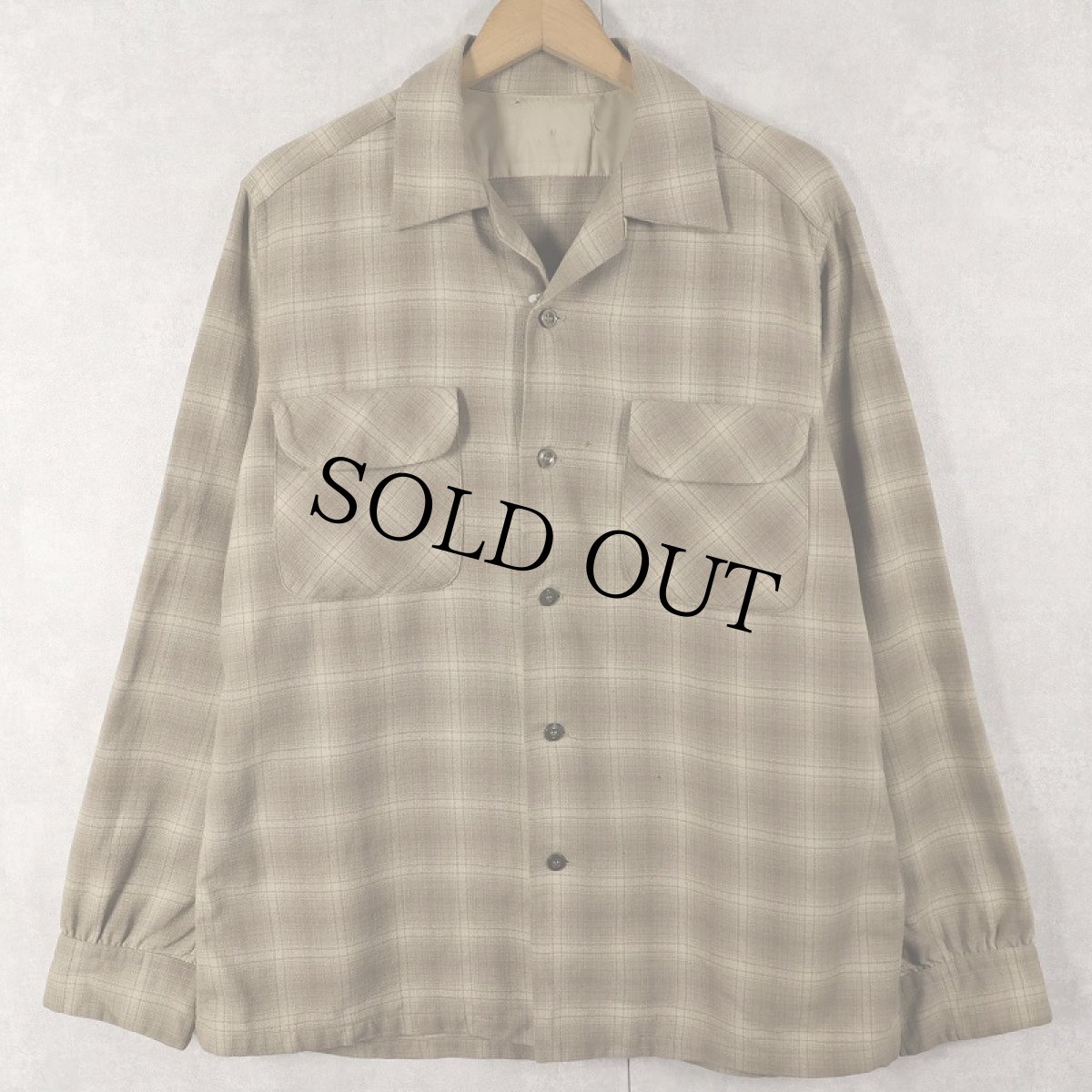 画像1: 70〜80's PENDLETON オンブレーチェック柄 ウールオープンカラーシャツ M (1)