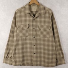 画像1: 70〜80's PENDLETON オンブレーチェック柄 ウールオープンカラーシャツ M (1)
