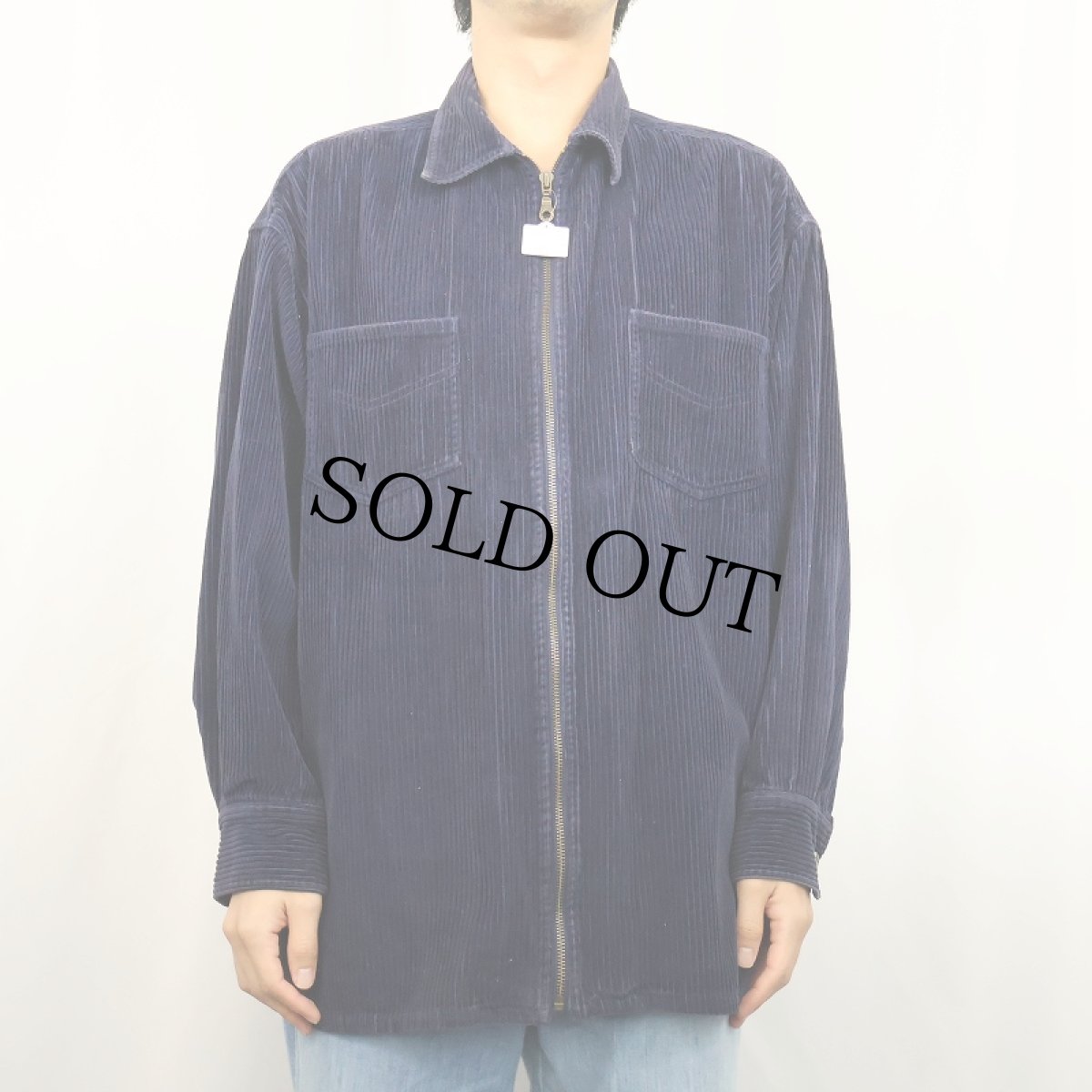 画像2: 【SALE】 Fast Pace 太畝コーデュロイ ジップシャツジャケット NAVY L (2)