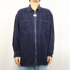 画像2: Fast Pace 太畝コーデュロイ ジップシャツジャケット NAVY L (2)