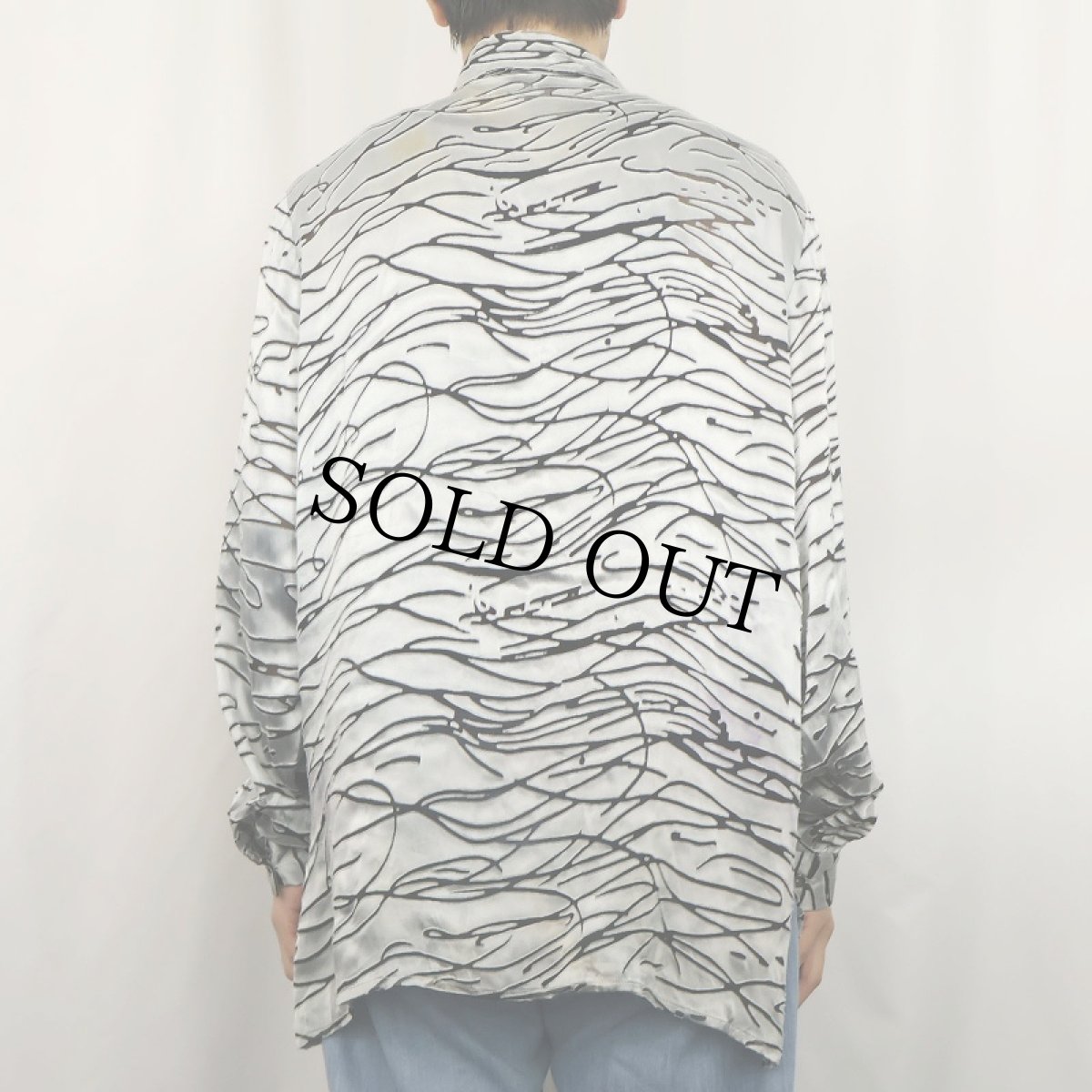 画像3: GANTOS 総柄 レーヨン×シルク シースルー オープンカラーシャツ XL (3)