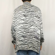 画像3: GANTOS 総柄 レーヨン×シルク シースルー オープンカラーシャツ XL (3)