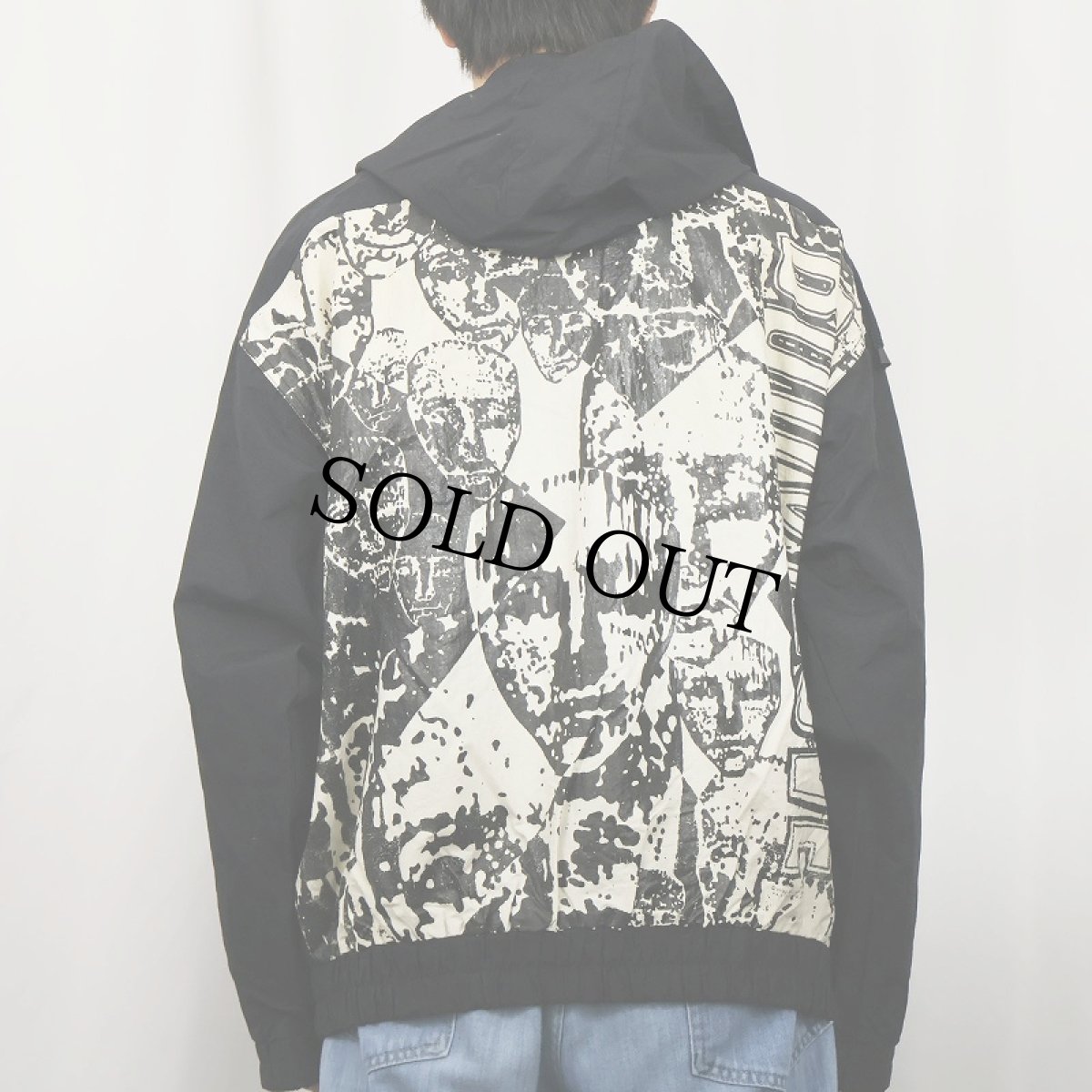 画像4: 90's BODY GLOVE フェイスプリント ナイロンジップパーカー BLACK S (4)