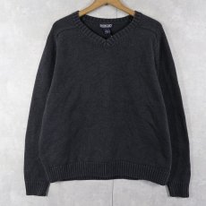 画像1: LANDS' END Vネック コットンニットセーター XL (1)