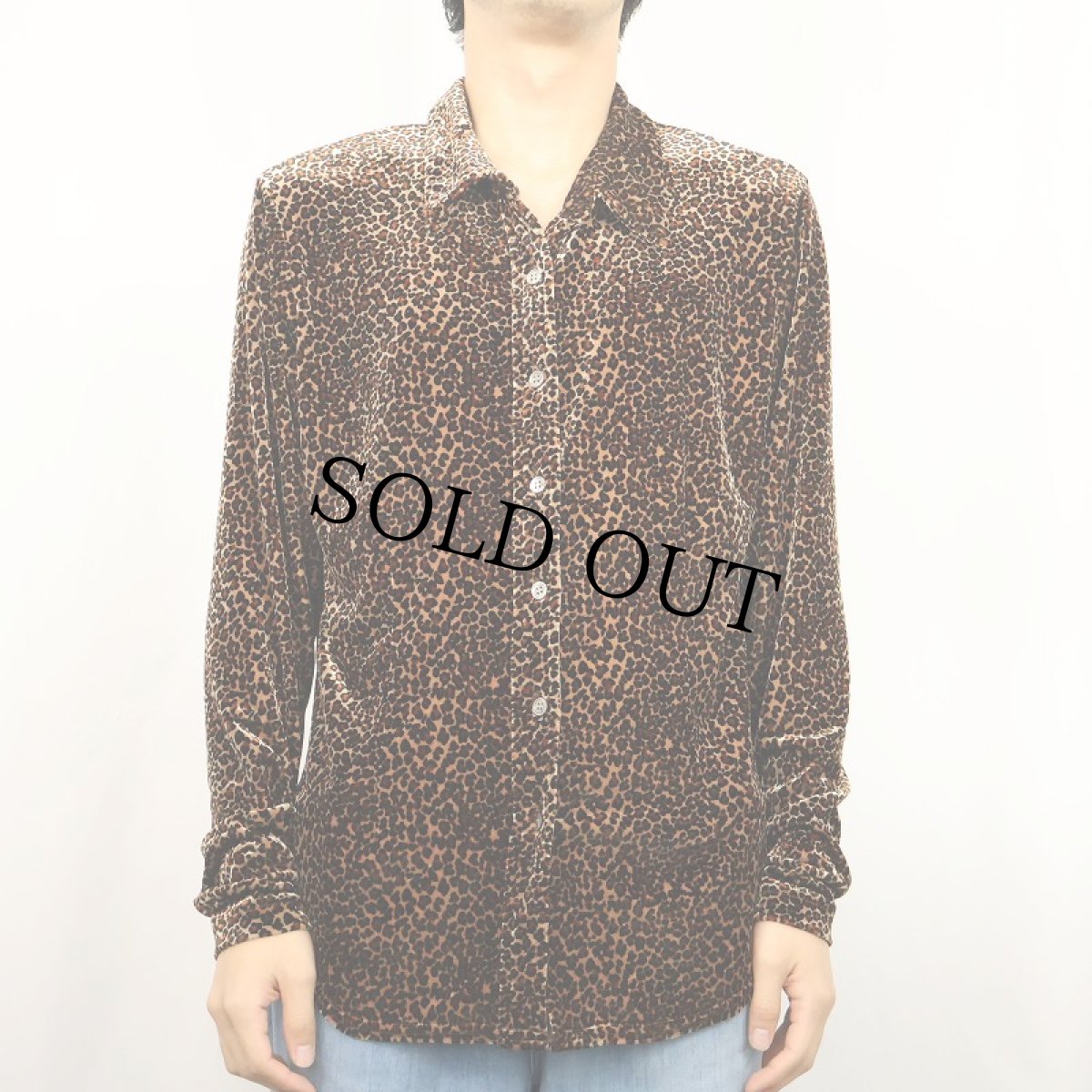 画像2: 90's Karen Kane USA製 レオパード柄 ベロアシャツ XL (2)