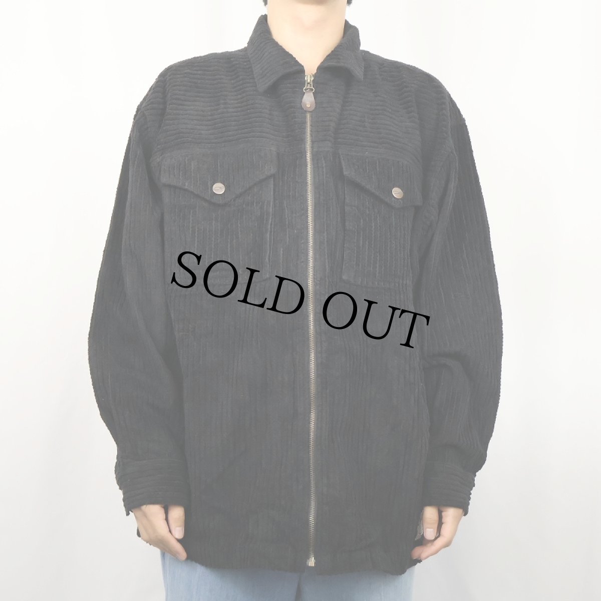 画像4: 80〜90's Ocean Pacific 太畝コーデュロイ ジップシャツジャケット BLACK M (4)