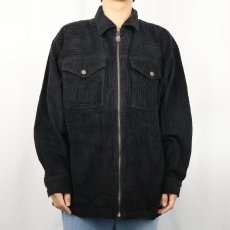 画像4: 80〜90's Ocean Pacific 太畝コーデュロイ ジップシャツジャケット BLACK M (4)