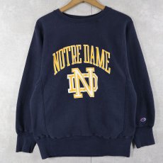 画像1: 90's Champion REVERSE WEAVE "NOTRE DAME" プリントスウェット NAVY (1)