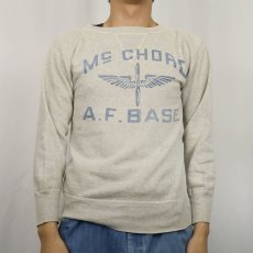画像2: 40〜50's WINSTON "McCHORD A.F.BASE" 染み込みプリント 前Vスウェット S (2)