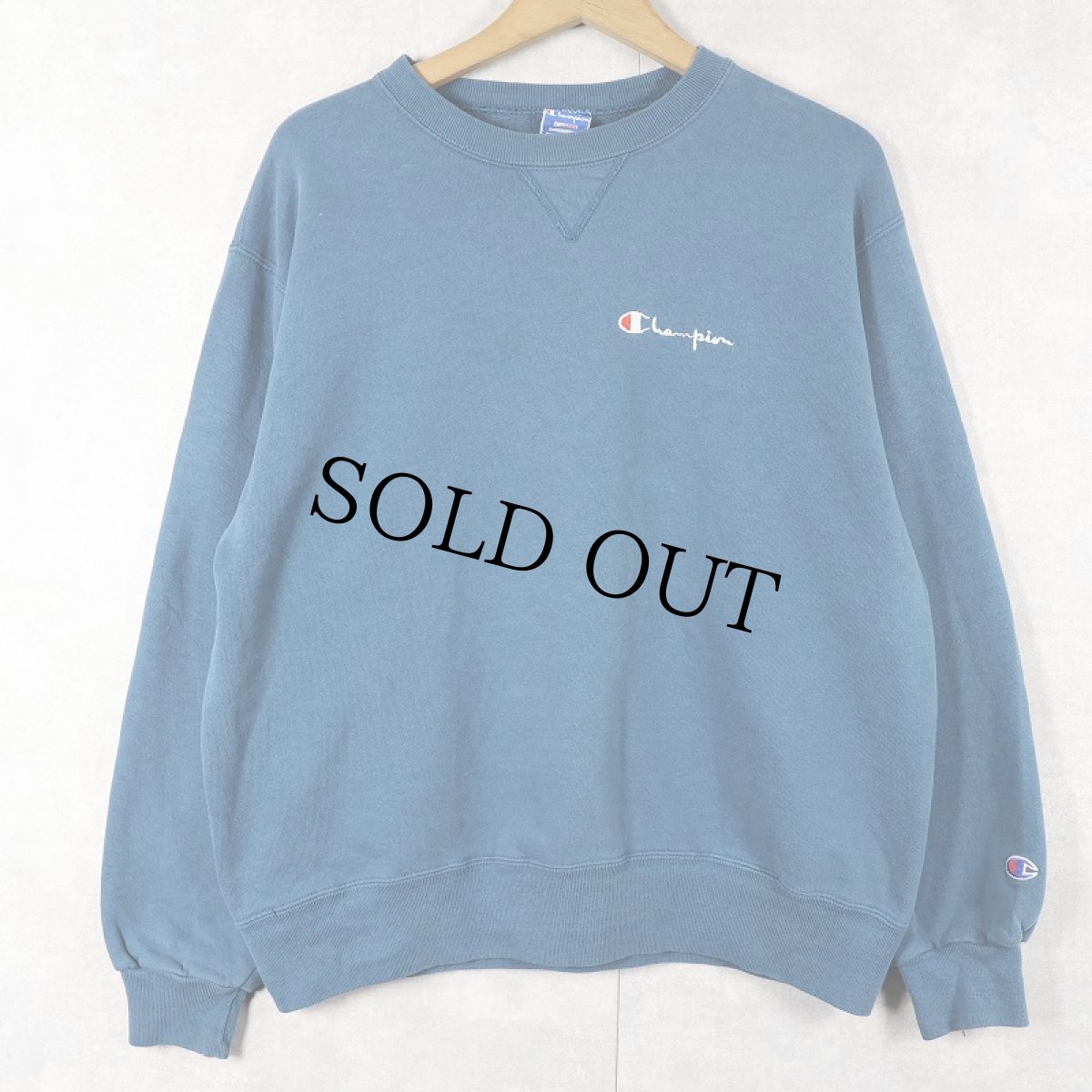 画像1: 【確認中】80〜90's Champion 青刺繍タグ 中期 USA製 前V ロゴ刺繍スェット XL (1)