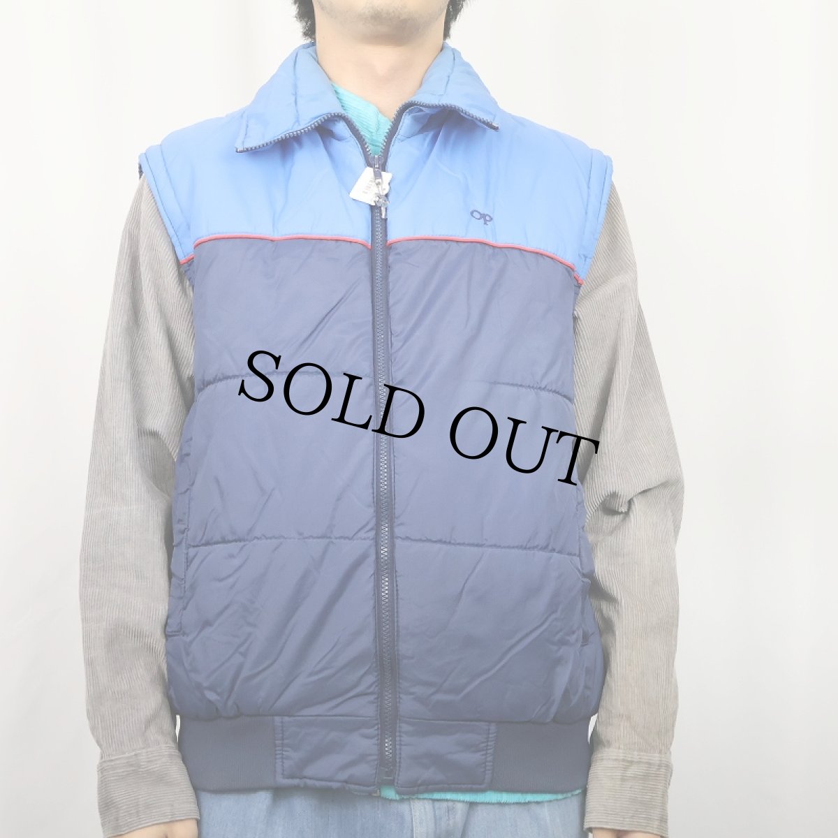 画像3: 70's Ocean Pacific 2トーン 中綿入り ナイロンベスト L (3)