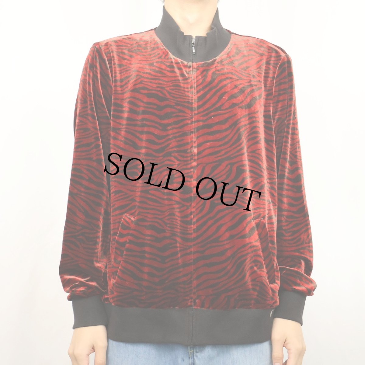 画像2: susan graver style ゼブラ柄 ベロアジャケット XL (2)