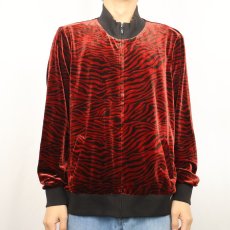 画像2: susan graver style ゼブラ柄 ベロアジャケット XL (2)