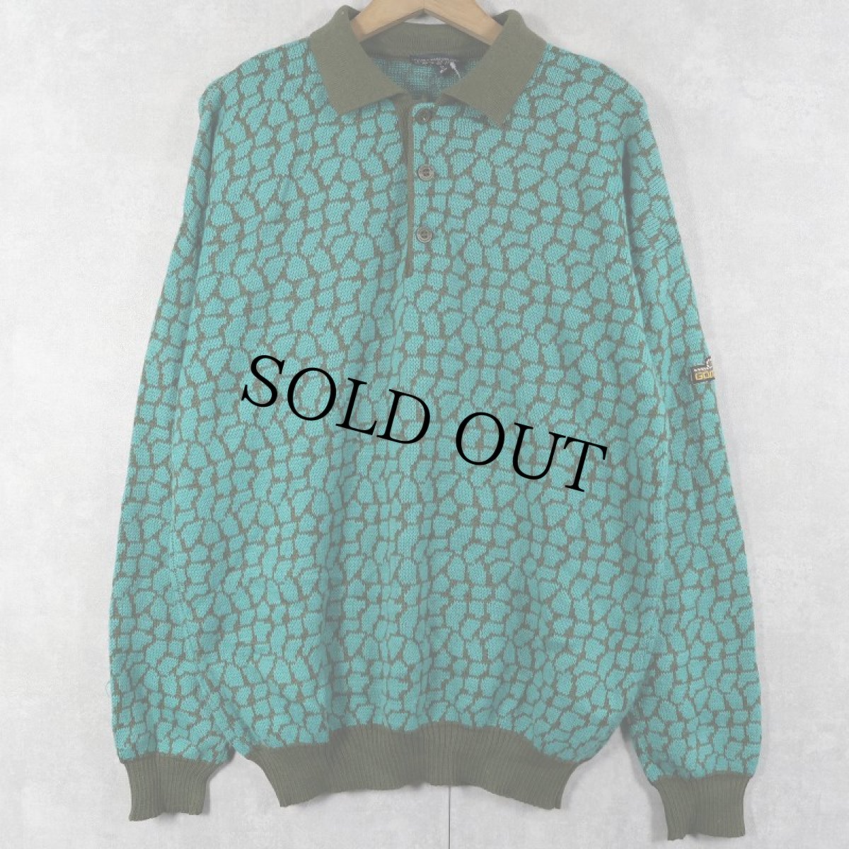 画像1: GOMENA ITALY製 総柄ニットポロシャツ 52 (1)