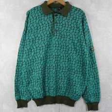 画像1: GOMENA ITALY製 総柄ニットポロシャツ 52 (1)