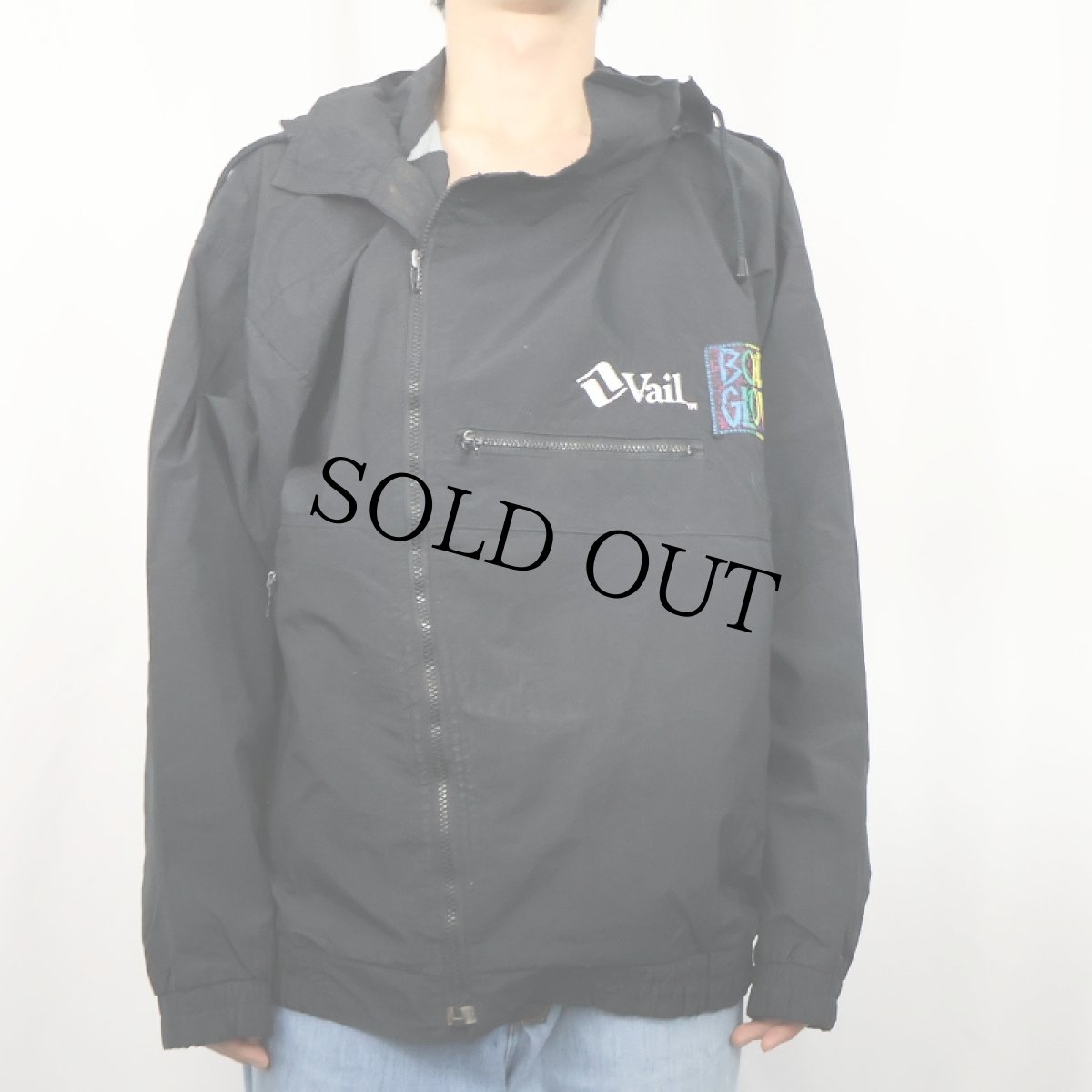 画像3: 90's BODY GLOVE フェイスプリント ナイロンジップパーカー BLACK S (3)