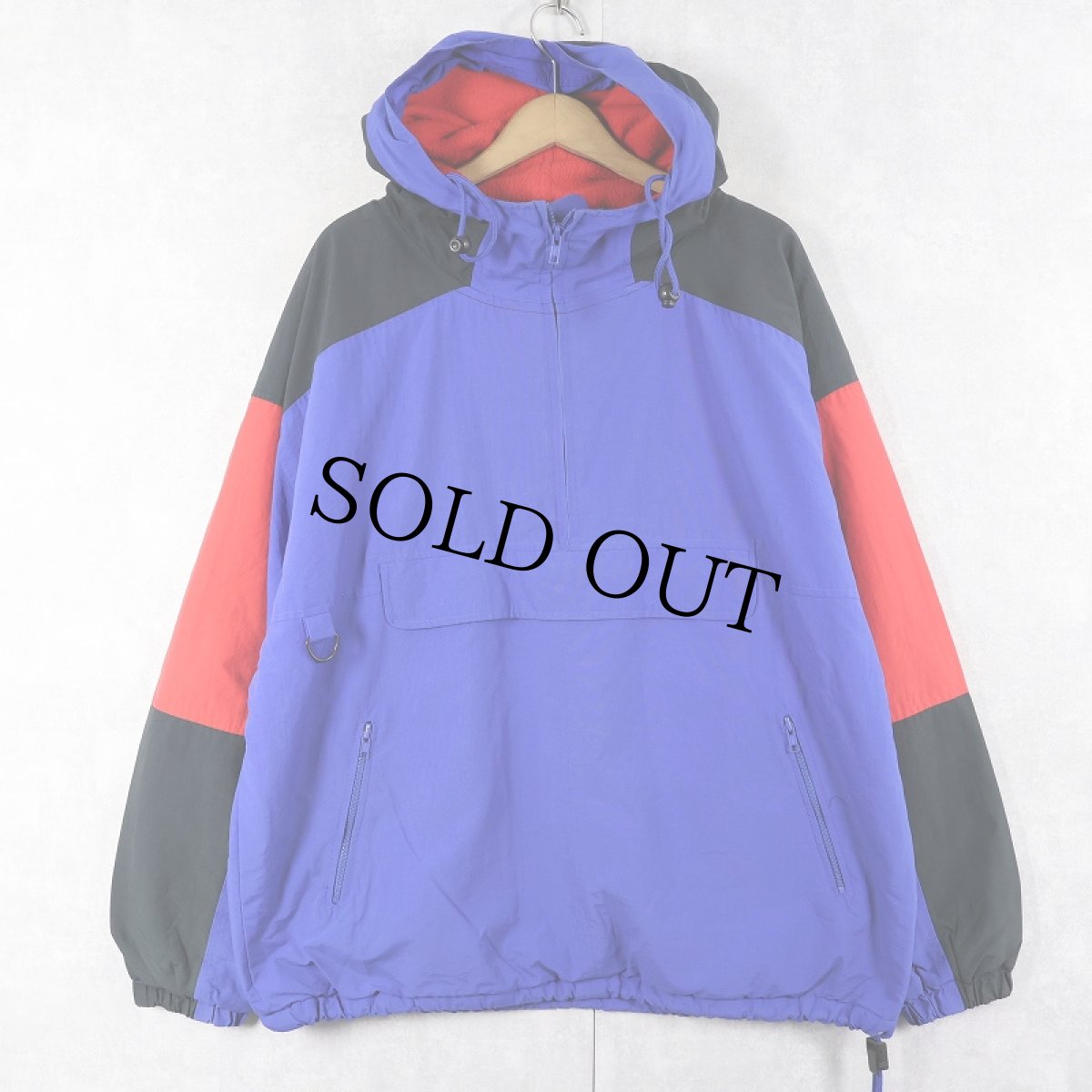 画像1: 90's GAP TAIWAN製 裏フリース ナイロンアノラックパーカー XL (1)