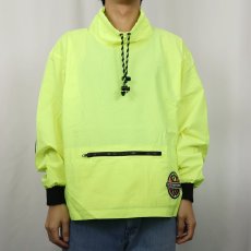 画像4: 90's Ocean Pacific ネオンカラー エルボーパッチ付き ナイロンプルオーバー (4)