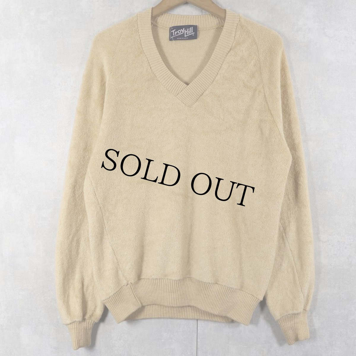 画像1: 70〜80's Troy Hill USA製 Vネック パイルニットセーター (1)