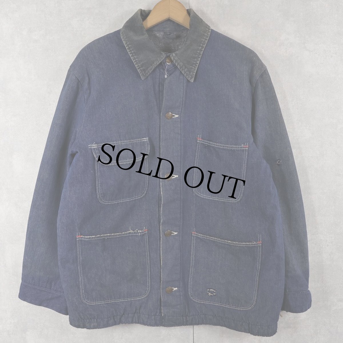 画像1: 〜70's UNKNOWN バットダイ ブランケットライナー デニムカバーオール  (1)