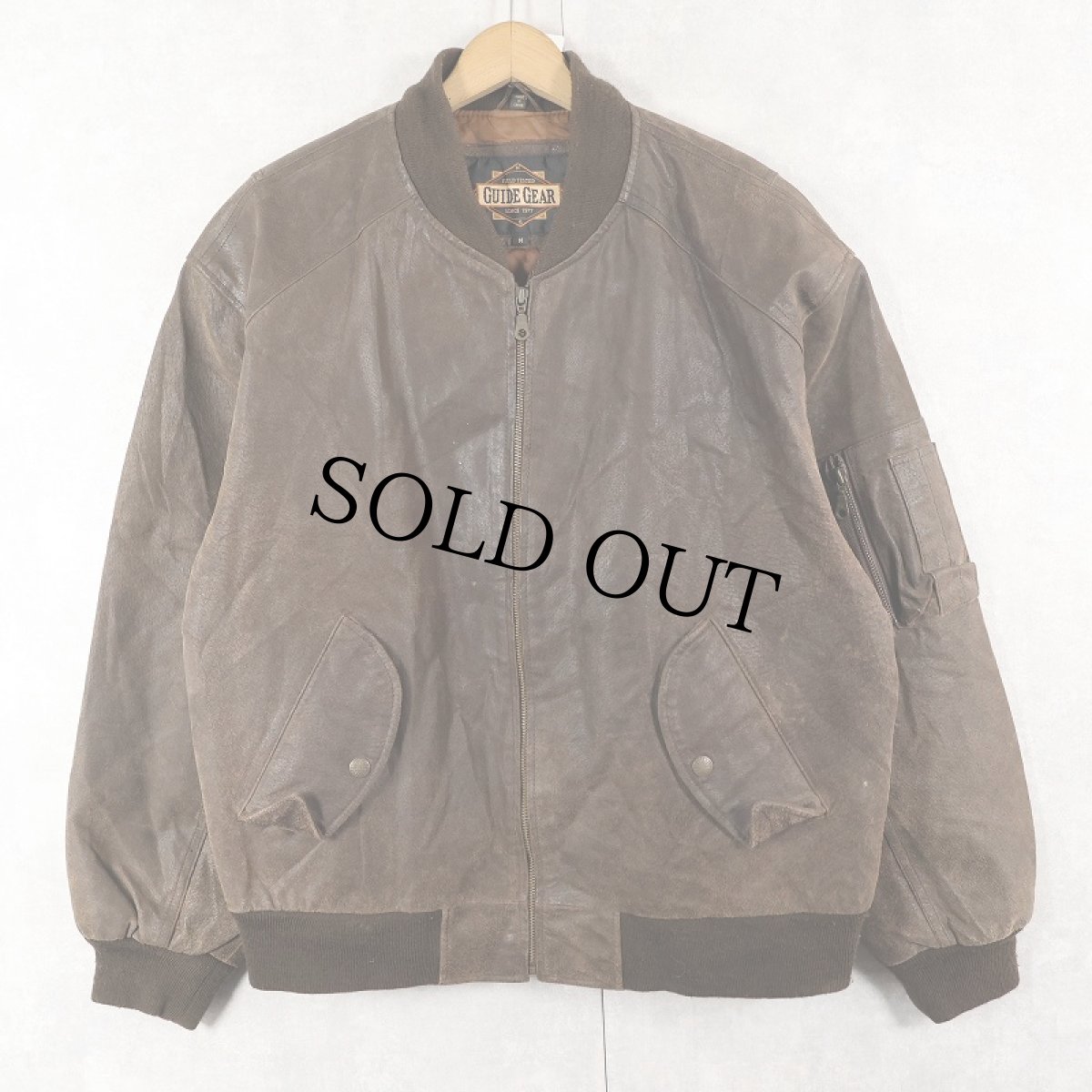 画像1: GUIDE GEAR "MA-1 TYPE" レザーフライトジャケット M (1)