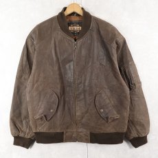 画像1: GUIDE GEAR "MA-1 TYPE" レザーフライトジャケット M (1)