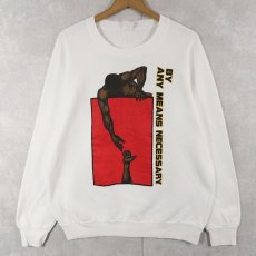 画像1: 80's USA製 "BY ANY MEANS NECESSARY" プリントスウェット L (1)