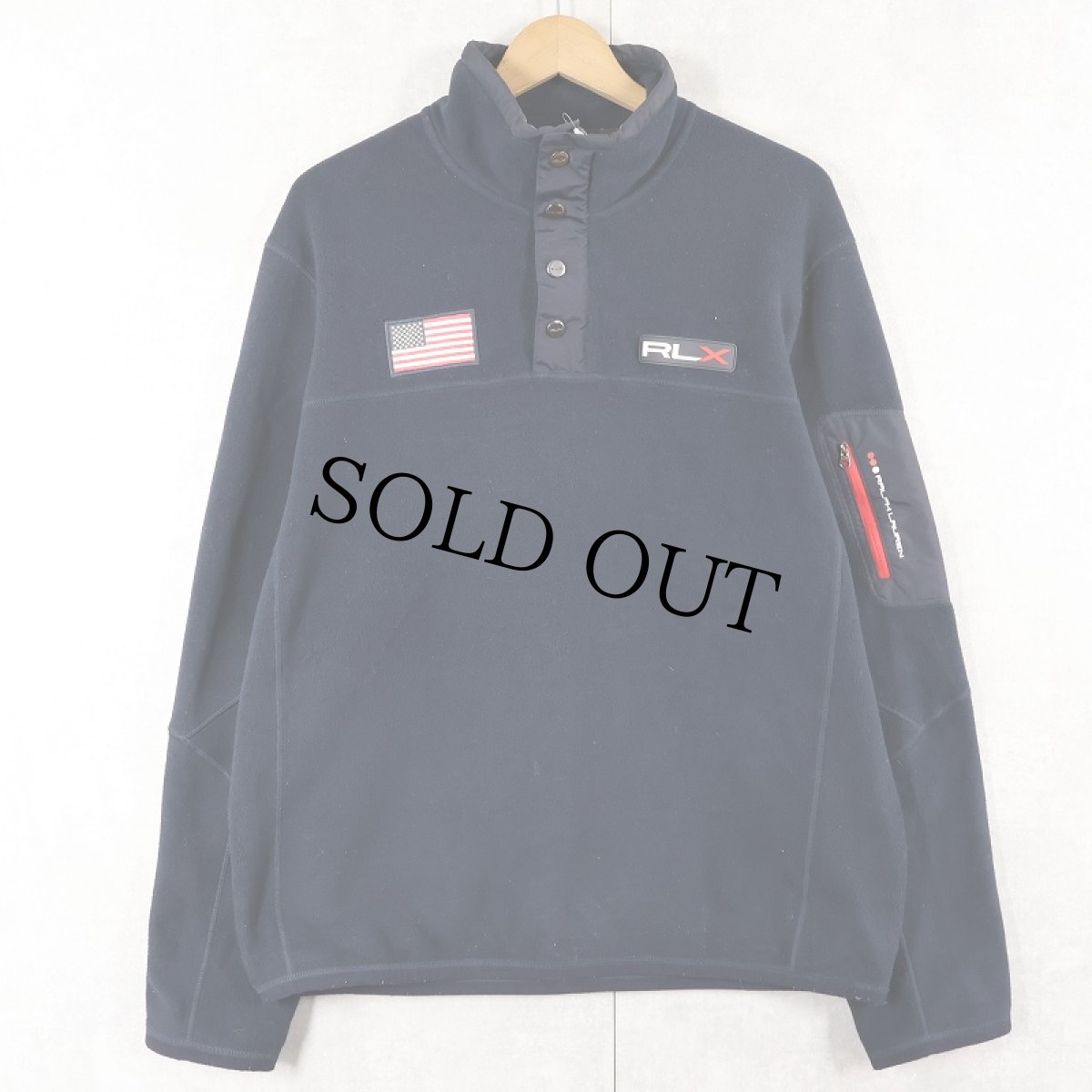 画像1: RLX POLO SPORT Ralph Lauren 星条旗 ハーフジップフリースジャケット NAVY L (1)