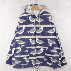 画像1: 80〜90's MICHIGAN RAG USA製 カモメ柄 コットンパーカー NAVY L/XL (1)
