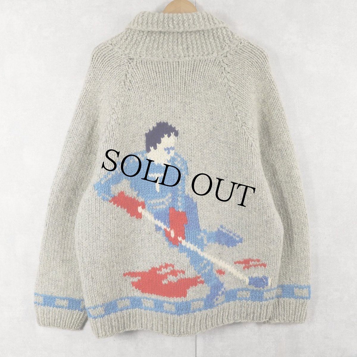 画像1: 60's アイスホッケー柄 カウチンニットジャケット (1)