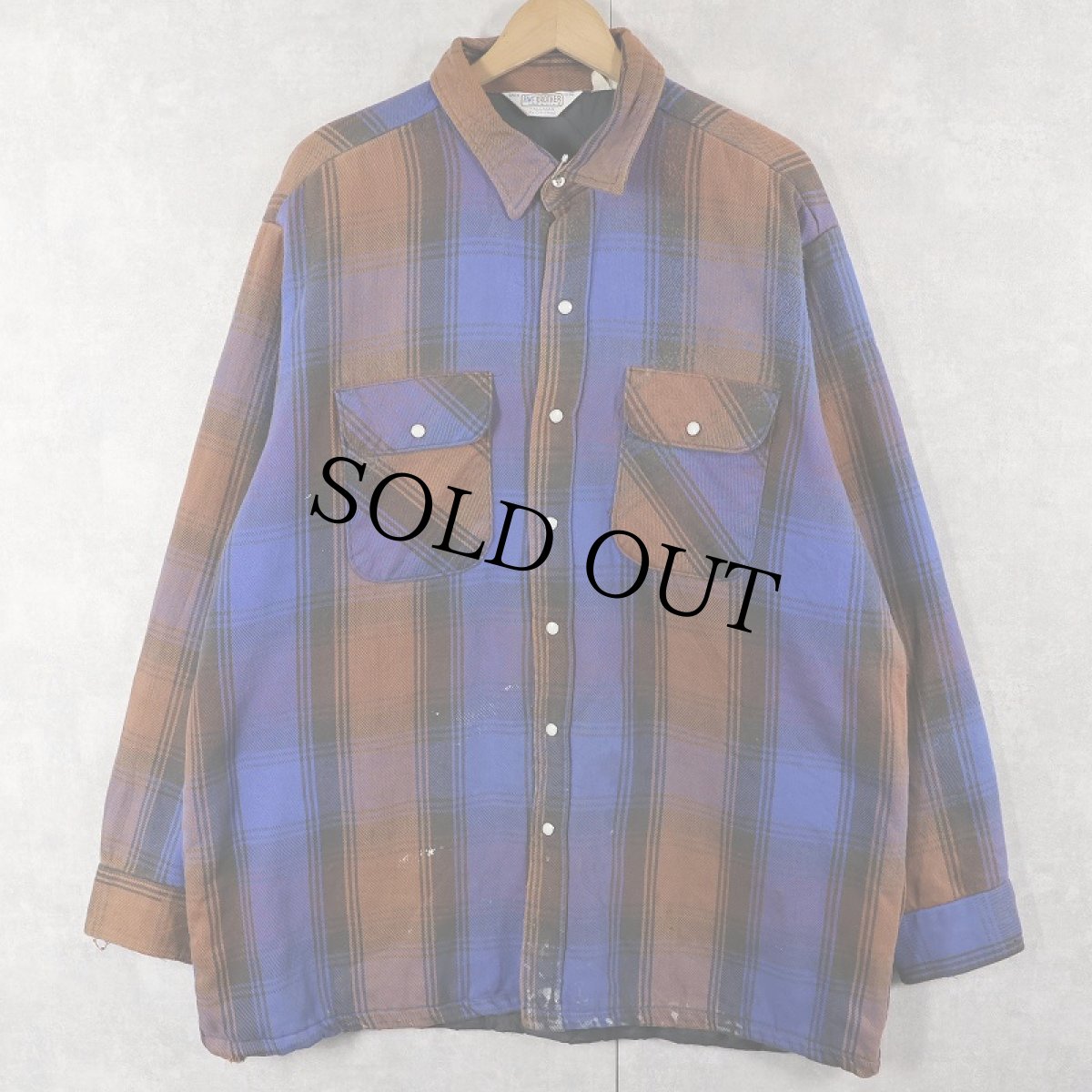 画像1: 70〜80's FIVE BROTHERS チェック柄 キルティングライナー ヘビーネルシャツ XL (1)