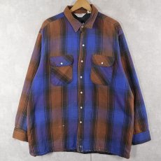 画像1: 70〜80's FIVE BROTHERS チェック柄 キルティングライナー ヘビーネルシャツ XL (1)