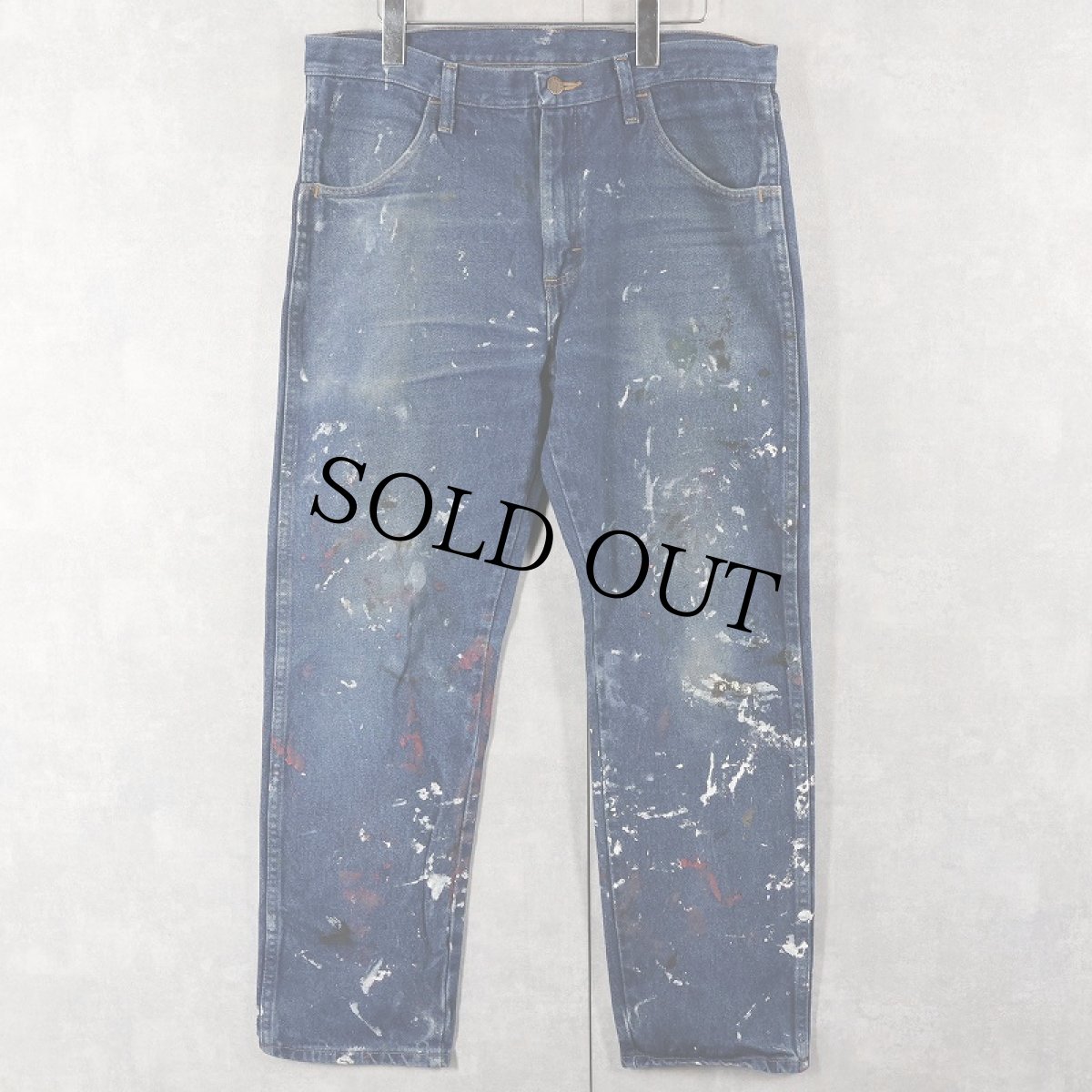 画像1: RUSTER ペンキペイント デニムパンツ W34 (1)