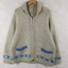 画像2: 60's アイスホッケー柄 カウチンニットジャケット (2)