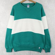 画像1: 90's RUSSELL ATHLETIC USA製 前V 2トーンスウェット L (1)