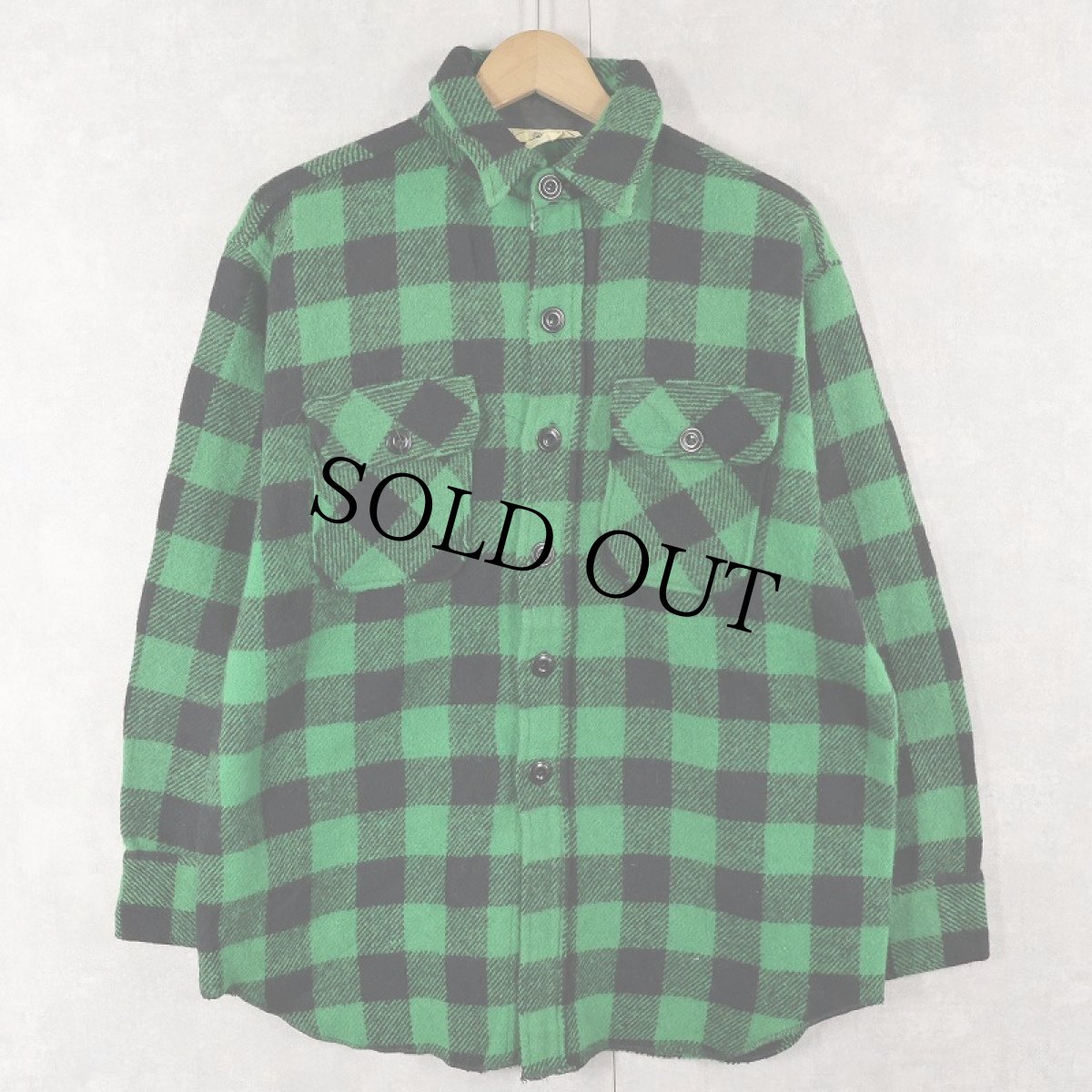 画像1: 70's バッファローチェック柄 ウールシャツ M (1)