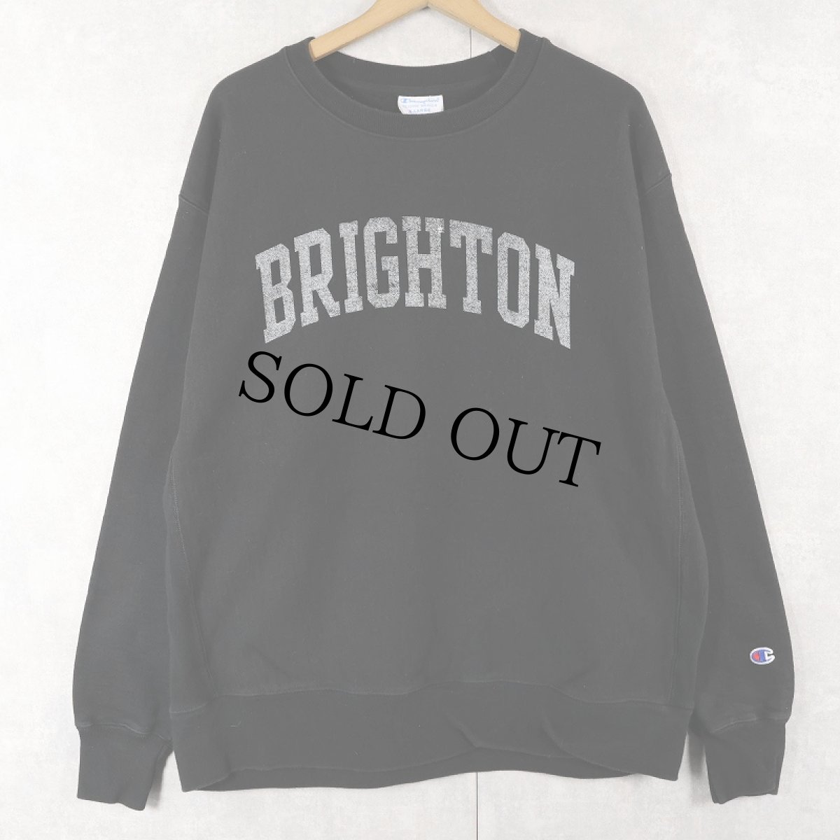画像1: Champion REVERSE WEAVE "BRIGHTON" プリントスウェット BLACK XL (1)