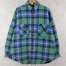 画像1: 90's FIVE BROTHERS チェック柄 キルティングライナー ヘビーネルシャツ M (1)