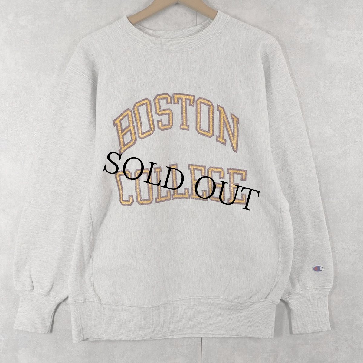 画像1: 90's Champion REVERSE WEAVE USA製 "BOSTON COLLEGE" プリントスウェット L (1)