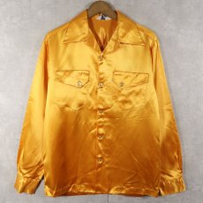 画像2: 70's Bowler's "ALASKA ELKS" チェーン刺繍 サテンボーリングシャツ M (2)