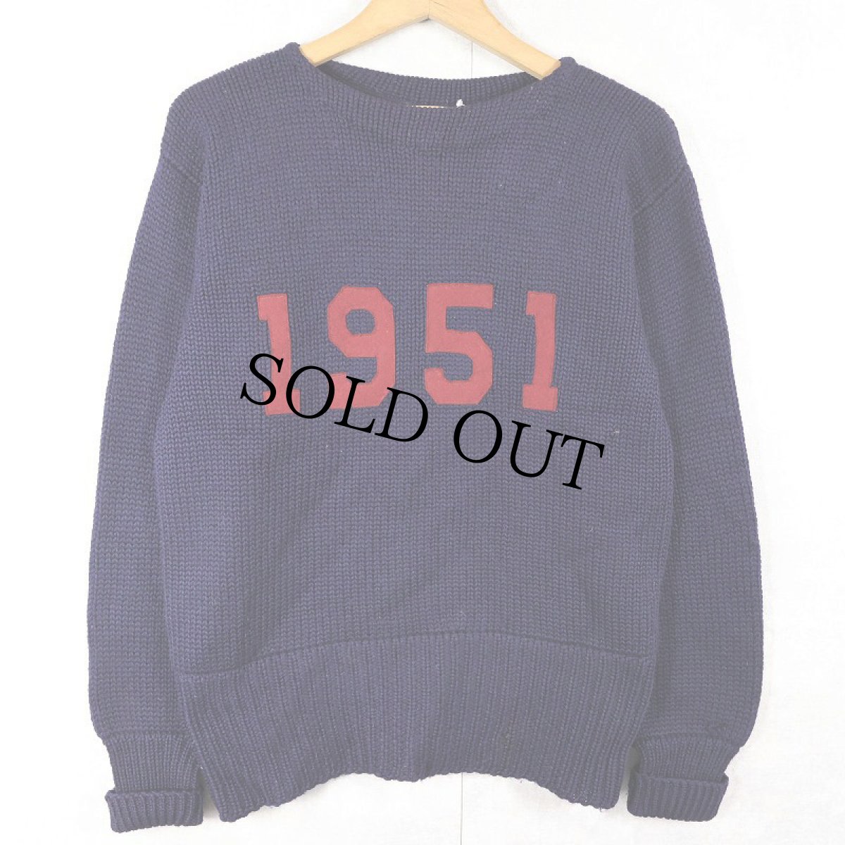 画像1: 50's PEARSON レタードニットセーター NAVY SIZE42 (1)