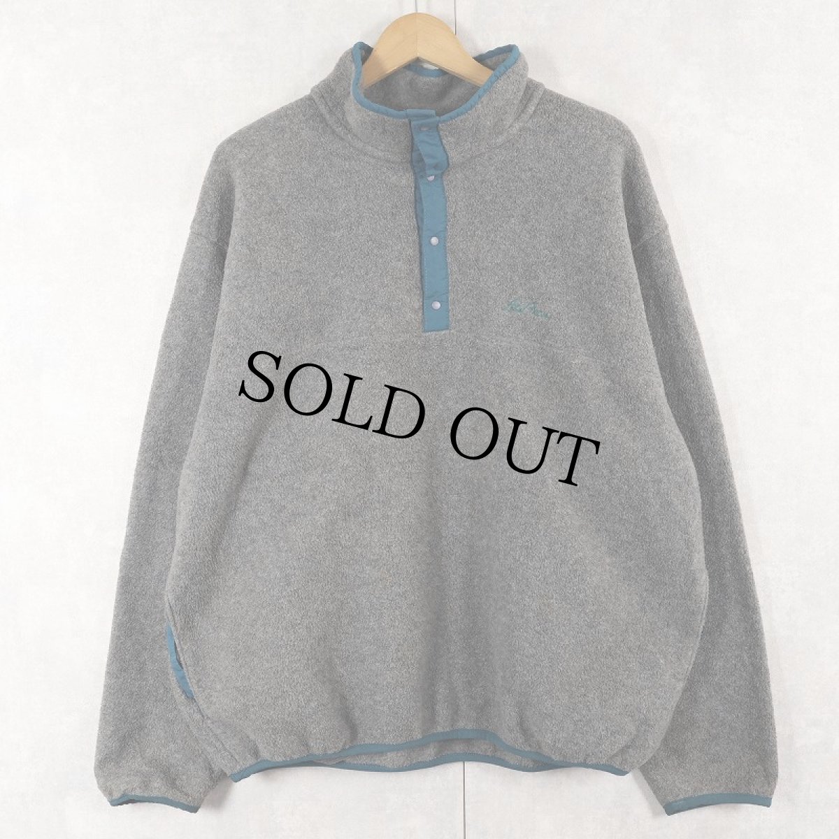 画像1: 80〜90's L.L.Bean USA製 筆記体ロゴ刺繍 ハーフスナップフリースジャケット L (1)