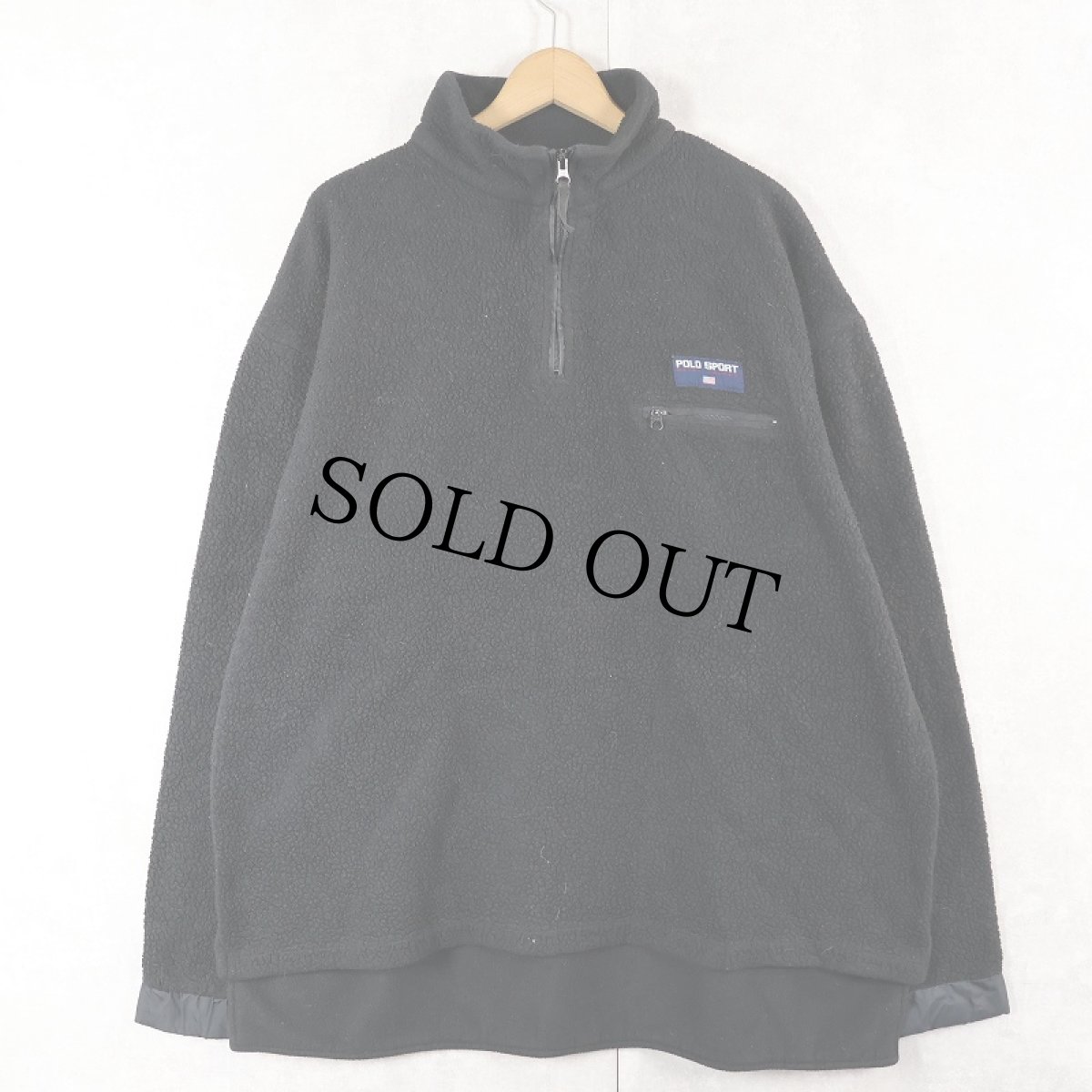 画像1: 90's POLO SPORT Ralph Lauren USA製 ハーフジップ フリースジャケット BLACK L (1)