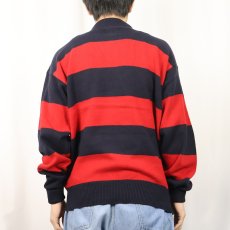 画像3: POLO Ralph Lauren ボーダー柄 コットンニットポロシャツ L (3)