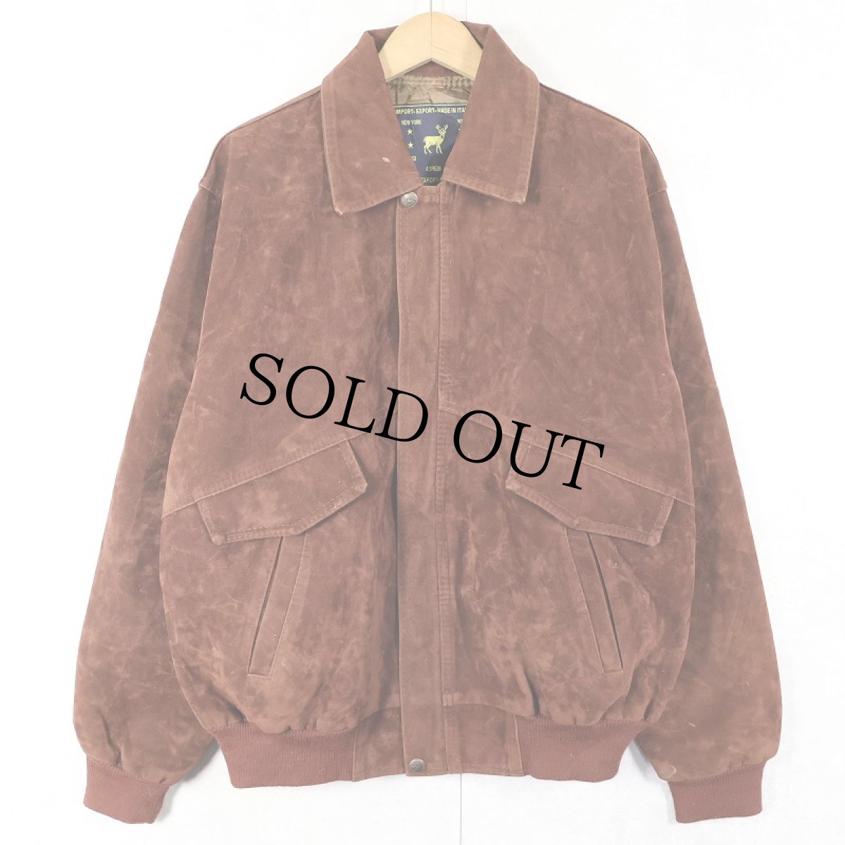 画像1: ITALY製 フェイクスエード ベロアジャケット L (1)