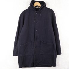 画像1: 〜70's フード付き スナップボタンウールコート NAVY (1)