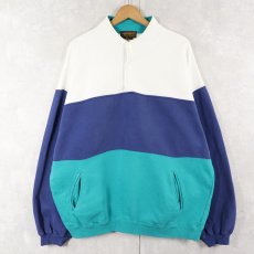 画像1: 80〜90's Eddie Bauer 切り替えデザイン ハーフスナップスウェット L (1)