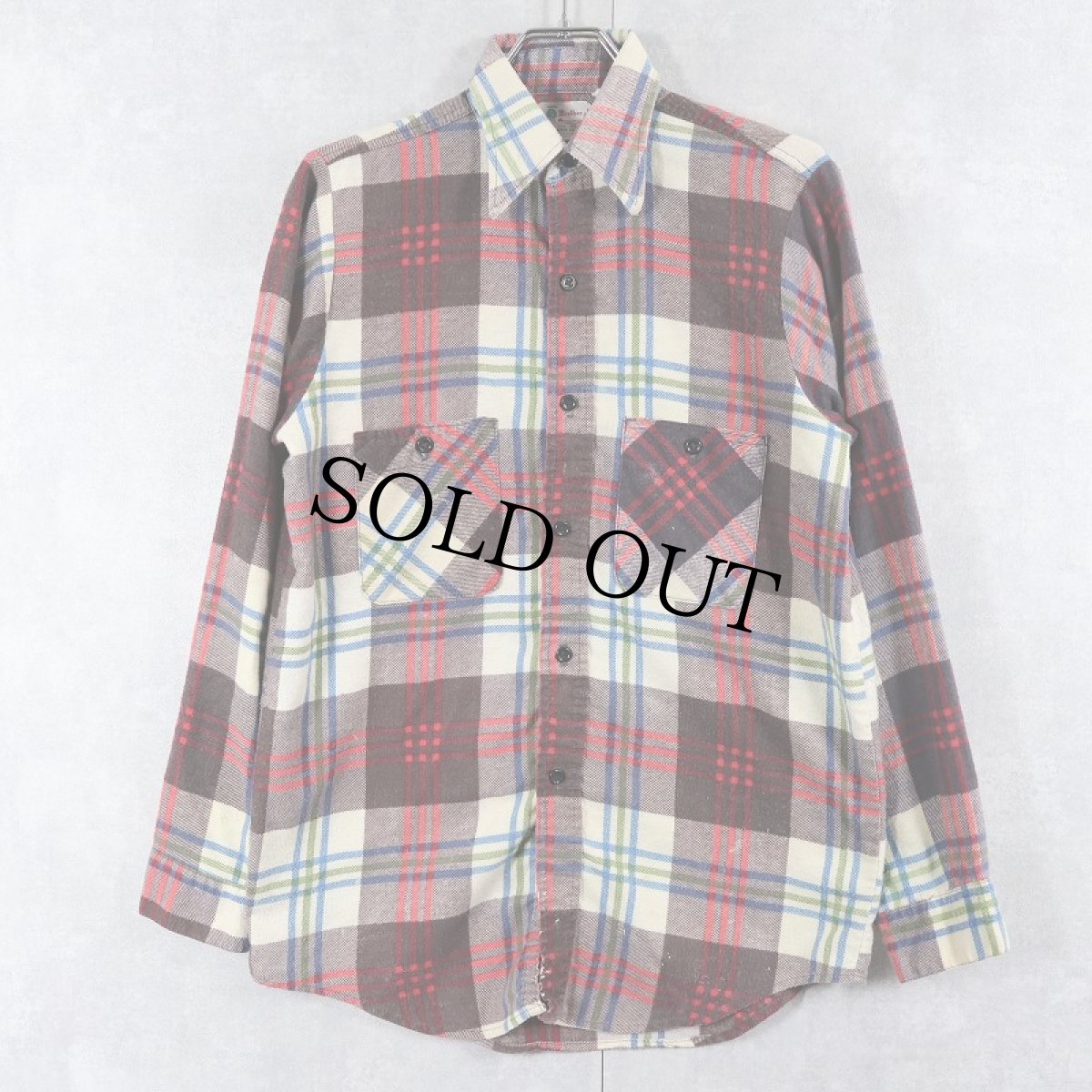 画像1: 70's FIVE BROTHER USA製 チェック柄ネルシャツ S (1)