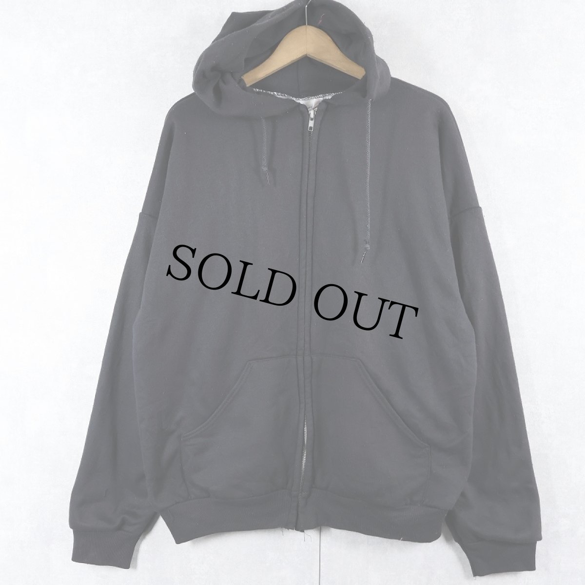 画像1: 80's southwest USA製 裏サーマル スウェットジップパーカー BLACK XL (1)