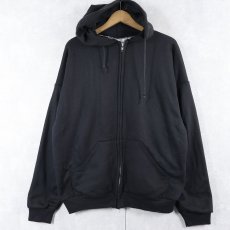 画像1: 80's southwest USA製 裏サーマル スウェットジップパーカー BLACK XL (1)